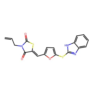 (5E)-5-[[5-(1H-benzimidazol-2-ylsulfanyl)furan-2-yl]methylidene]-3-prop-2-enyl-1,3-thiazolidine-2,4-dione structure