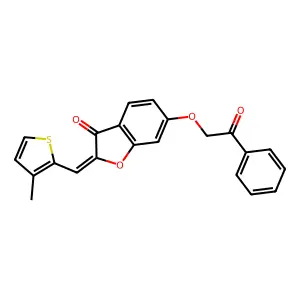 (Z)-2-((3-methylthiophen-2-yl)methylene)-6-(2-oxo-2-phenylethoxy)benzofuran-3(2H)-one structure