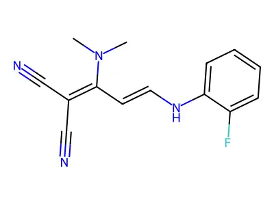 2-[1-(Dimethylamino)-3-(2-fluoroanilino)prop-2-enylidene]propanedinitrile structure