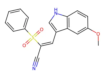 (Z)-3-(5-Methoxy-1H-indol-3-yl)-2-(phenylsulfonyl)-2-propenenitrile structure