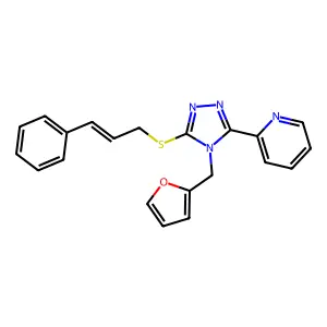 2-{4-(2-furylmethyl)-5-[(3-phenyl-2-propen-1-yl)thio]-4H-1,2,4-triazol-3-yl}pyridine structure