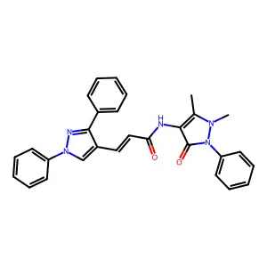 N-(1,5-dimethyl-3-oxo-2-phenyl-2,3-dihydro-1H-pyrazol-4-yl)-3-(1,3-diphenyl-1H-pyrazol-4-yl)acrylamide structure