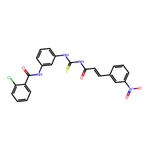 2-chloro-N-[3-({[(2E)-3-(3-nitrophenyl)prop-2-enoyl]carbamothioyl}amino)phenyl]benzamide structure