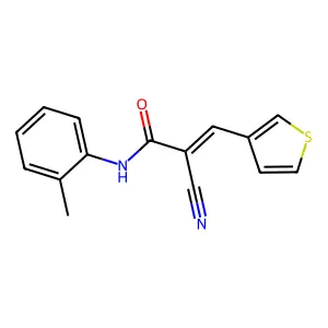 2-cyano-N-(2-methylphenyl)-3-(3-thienyl)acrylamide structure