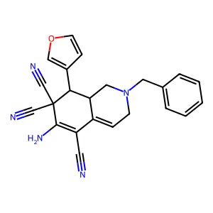 6-amino-2-benzyl-8-(3-furyl)-2,3,8,8a-tetrahydro-5,7,7(1H)-isoquinolinetricarbonitrile structure