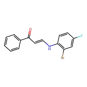 (2E)-3-[(2-bromo-4-fluorophenyl)amino]-1-phenylprop-2-en-1-one structure
