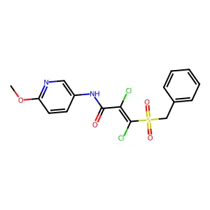 3-(benzylsulfonyl)-2,3-dichloro-N-(6-methoxy-3-pyridinyl)acrylamide structure