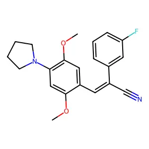 (E)-3-(2,5-dimethoxy-4-pyrrolidin-1-ylphenyl)-2-(3-fluorophenyl)prop-2-enenitrile structure
