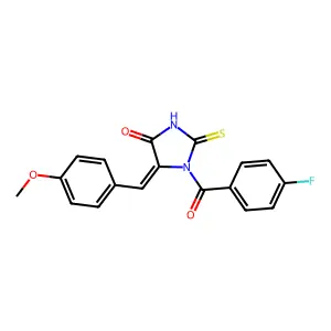 (5E)-1-(4-fluorobenzoyl)-5-[(4-methoxyphenyl)methylidene]-2-sulfanylideneimidazolidin-4-one structure