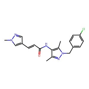 N-[1-(4-chlorobenzyl)-3,5-dimethyl-1H-pyrazol-4-yl]-3-(1-methyl-1H-pyrazol-4-yl)acrylamide structure