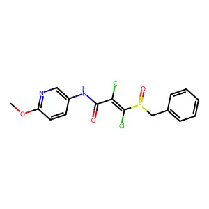 3-(benzylsulfinyl)-2,3-dichloro-N-(6-methoxy-3-pyridinyl)acrylamide structure