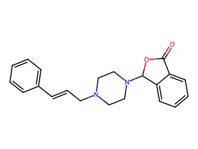 3-[4-[(E)-3-phenylprop-2-enyl]piperazin-1-yl]-3H-2-benzofuran-1-one structure
