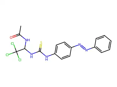 N-{2,2,2-trichloro-1-[({[4-(phenyldiazenyl)phenyl]amino}carbonothioyl)amino]ethyl}acetamide structure