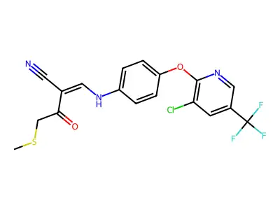 2-[[4-[3-chloro-5-(trifluoromethyl)pyridin-2-yl]oxyanilino]methylidene]-4-methylsulfanyl-3-oxobutanenitrile structure