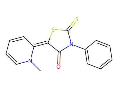 5-(1-methyl-2(1H)-pyridinylidene)-3-phenyl-2-thioxo-1,3-thiazolidin-4-one structure