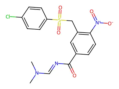 3-{[(4-chlorophenyl)sulfonyl]methyl}-N-[(dimethylamino)methylene]-4-nitrobenzenecarboxamide structure