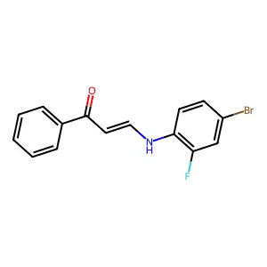 (E)-3-(4-bromo-2-fluoroanilino)-1-phenylprop-2-en-1-one structure