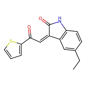 (3Z)-5-ethyl-3-(2-oxo-2-thiophen-2-ylethylidene)-1H-indol-2-one structure