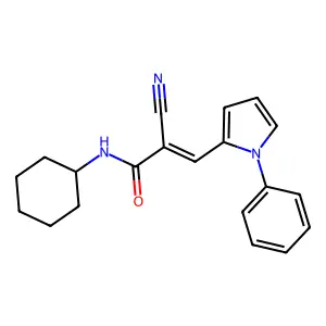 (E)-2-cyano-N-cyclohexyl-3-(1-phenylpyrrol-2-yl)prop-2-enamide structure