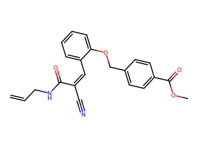 methyl 4-[(2-{2-cyano-2-[(prop-2-en-1-yl)carbamoyl]eth-1-en-1-yl}phenoxy)methyl]benzoate structure