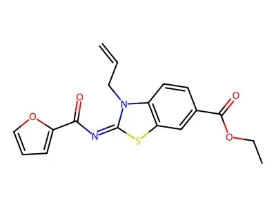 (Z)-ethyl 3-allyl-2-((furan-2-carbonyl)imino)-2,3-dihydrobenzo[d]thiazole-6-carboxylate structure