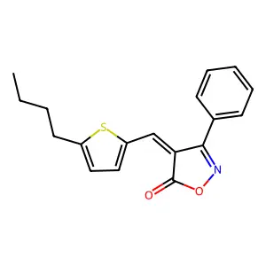 4-(5-Butyl-thiophen-2-ylmethylene)-3-phenyl-4H-isoxazol-5-one structure