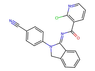 2-chloro-N-[2-(4-cyanophenyl)-2,3-dihydro-1H-isoindol-1-ylidene]pyridine-3-carboxamide structure