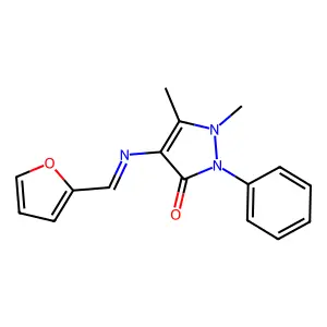 (E)-4-((furan-2-ylmethylene)amino)-1,5-dimethyl-2-phenyl-1H-pyrazol-3(2H)-one structure
