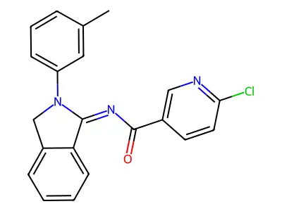 6-chloro-N-[2-(3-methylphenyl)-2,3-dihydro-1H-isoindol-1-ylidene]pyridine-3-carboxamide structure