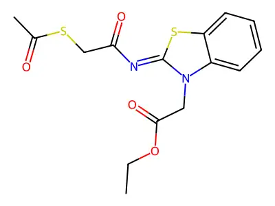 (Z)-ethyl 2-(2-((2-(acetylthio)acetyl)imino)benzo[d]thiazol-3(2H)-yl)acetate structure
