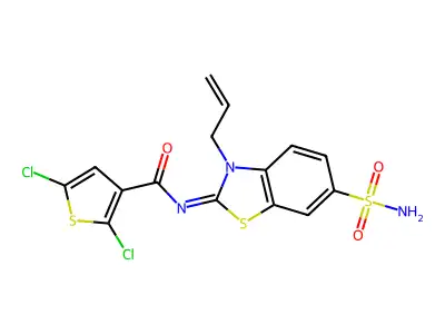 (Z)-N-(3-allyl-6-sulfamoylbenzo[d]thiazol-2(3H)-ylidene)-2,5-dichlorothiophene-3-carboxamide structure