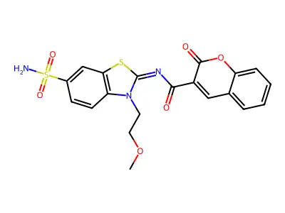 (Z)-N-(3-(2-methoxyethyl)-6-sulfamoylbenzo[d]thiazol-2(3H)-ylidene)-2-oxo-2H-chromene-3-carboxamide structure