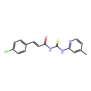 (E)-3-(4-chlorophenyl)-N-[(4-methylpyridin-2-yl)carbamothioyl]prop-2-enamide structure
