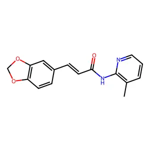 3-(1,3-benzodioxol-5-yl)-N-(3-methyl-2-pyridinyl)acrylamide structure