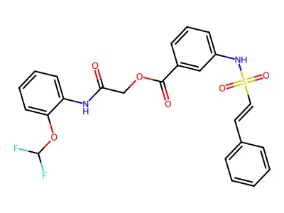 [2-[2-(difluoromethoxy)anilino]-2-oxoethyl] 3-[[(E)-2-phenylethenyl]sulfonylamino]benzoate structure