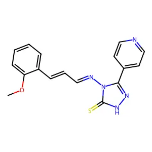 2,4-Dihydro-4-[[(2E)-3-(2-methoxyphenyl)-2-propen-1-ylidene]amino]-5-(4-pyridinyl)-3H-1,2,4-triazole-3-thione structure