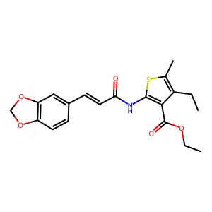 ethyl 2-{[3-(1,3-benzodioxol-5-yl)acryloyl]amino}-4-ethyl-5-methyl-3-thiophenecarboxylate structure