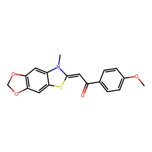 1-(4-methoxyphenyl)-2-(7-methyl[1,3]dioxolo[4,5-f][1,3]benzothiazol-6(7H)-ylidene)ethanone structure