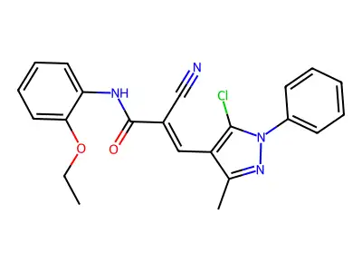 (E)-3-(5-chloro-3-methyl-1-phenylpyrazol-4-yl)-2-cyano-N-(2-ethoxyphenyl)prop-2-enamide structure