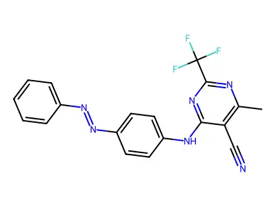 4-Methyl-6-(4-phenylazo-phenylamino)-2-trifluoromethyl-pyrimidine-5-carbonitrile structure