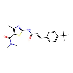 2-[[(E)-3-(4-tert-butylphenyl)prop-2-enoyl]amino]-N,N,4-trimethyl-1,3-thiazole-5-carboxamide structure