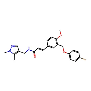(E)-3-[3-[(4-bromophenoxy)methyl]-4-methoxyphenyl]-N-[(1,5-dimethylpyrazol-4-yl)methyl]prop-2-enamide structure