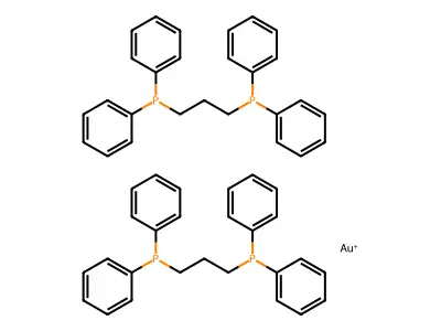bis(1,2-bis(diphenylphosphino)propane)gold (I) structure
