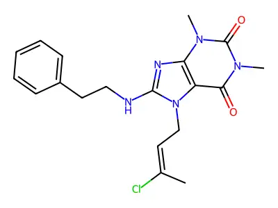 7-[(Z)-3-Chlorobut-2-enyl]-1,3-dimethyl-8-(2-phenylethylamino)purine-2,6-dione structure