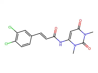 (E)-3-(3,4-dichlorophenyl)-N-(1,3-dimethyl-2,6-dioxopyrimidin-4-yl)prop-2-enamide structure