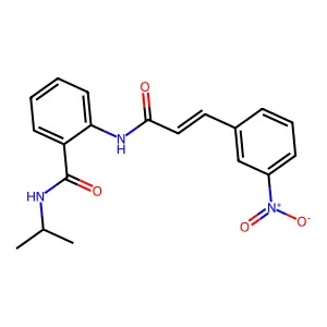 2-[[(E)-3-(3-nitrophenyl)prop-2-enoyl]amino]-N-propan-2-ylbenzamide structure
