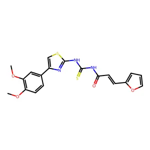 (E)-N-[[4-(3,4-dimethoxyphenyl)-1,3-thiazol-2-yl]carbamothioyl]-3-(furan-2-yl)prop-2-enamide structure