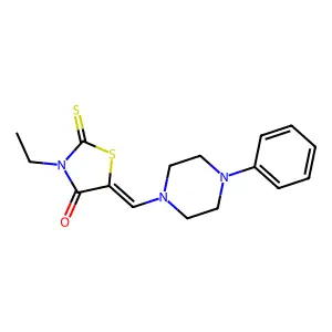 (5E)-3-ethyl-5-[(4-phenylpiperazin-1-yl)methylidene]-2-thioxo-1,3-thiazolidin-4-one structure