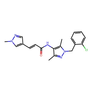 N-[1-(2-chlorobenzyl)-3,5-dimethyl-1H-pyrazol-4-yl]-3-(1-methyl-1H-pyrazol-4-yl)acrylamide structure