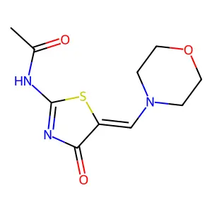 N-[(5Z)-5-(morpholin-4-ylmethylidene)-4-oxo-4,5-dihydro-1,3-thiazol-2-yl]acetamide structure